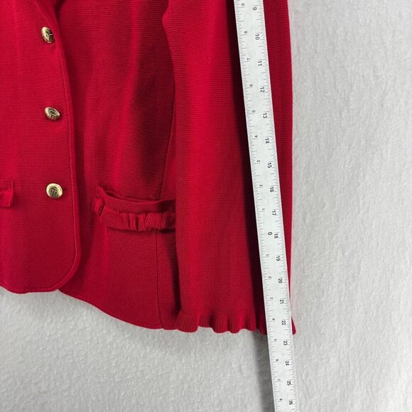 Talbots Blazer Jacket Womens S Red Ruffle Trim Business Casual Button Up Classic - Picture 4 of 12